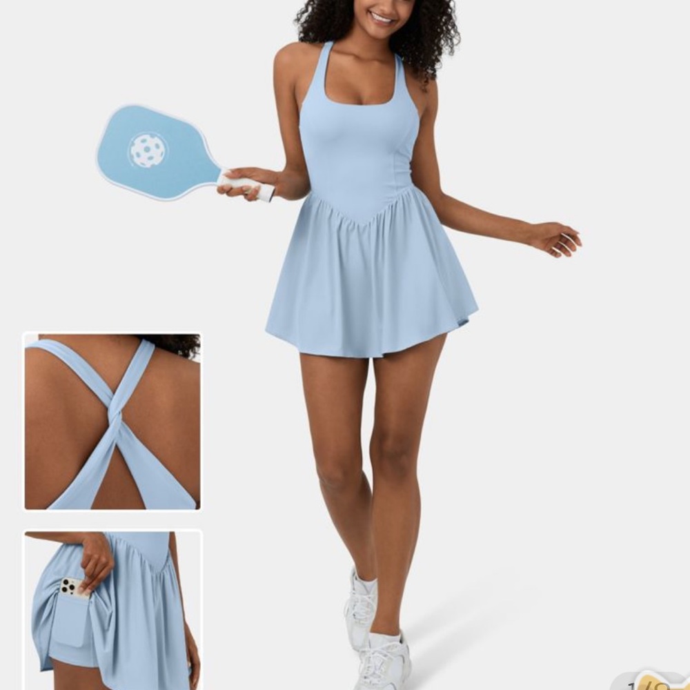 HALARA Breezeful Square Neck Cut Out Crisscross Twisted Back 2-in-1 Corset Dress